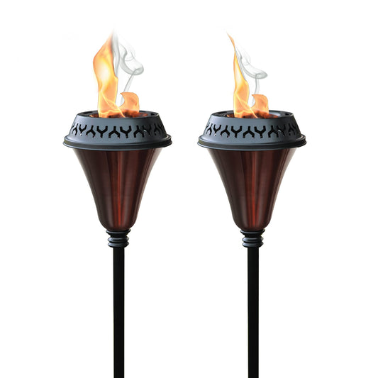Rynx | Deco Window Garden Torch Set Of 2 - Large Flame Lemongrass Outdoor Lighting In Caramel Black