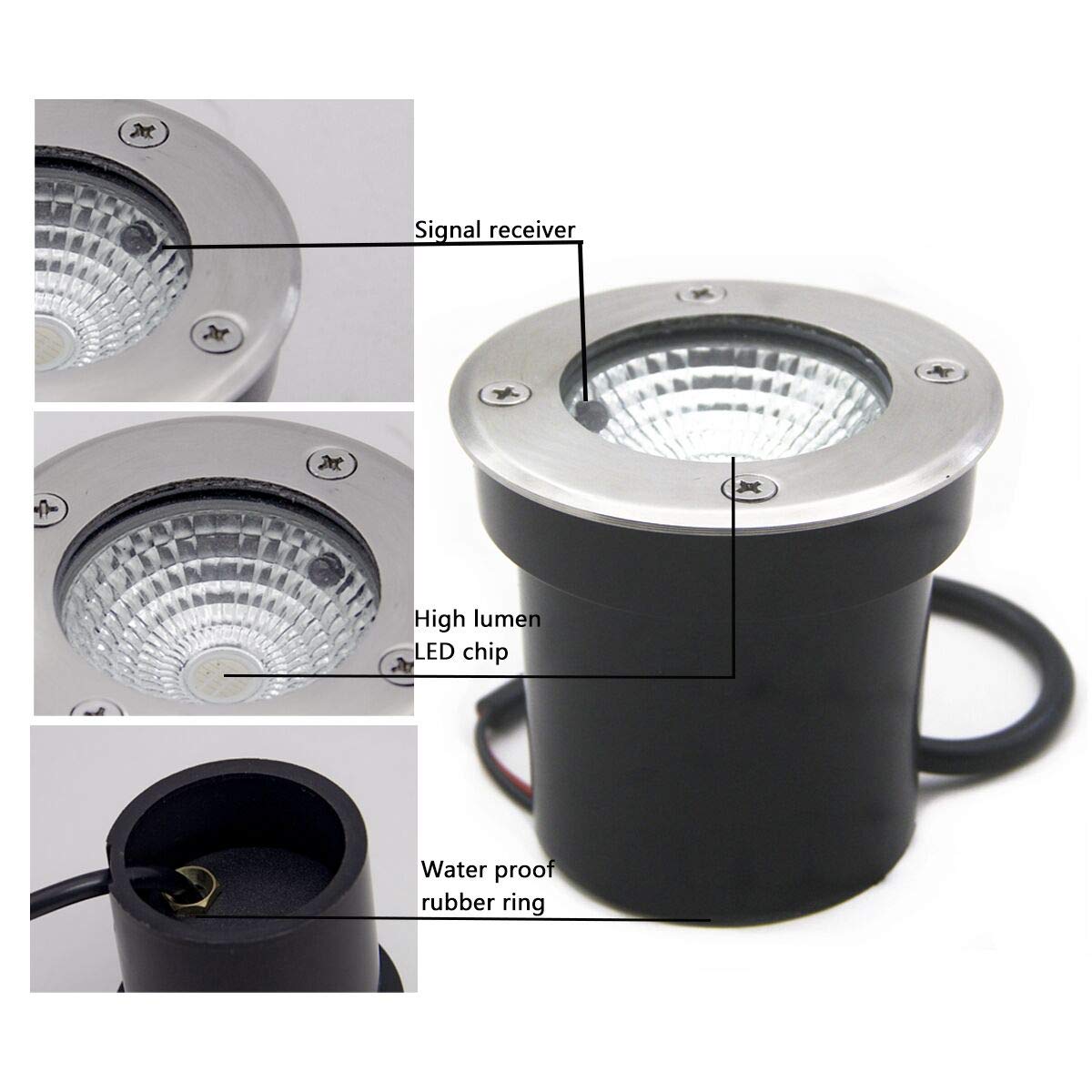 Rynx | Aledeco 4 Pack Rgb Led Recessed Landscape Lights, Waterproof Ip67 For Garden And Patio