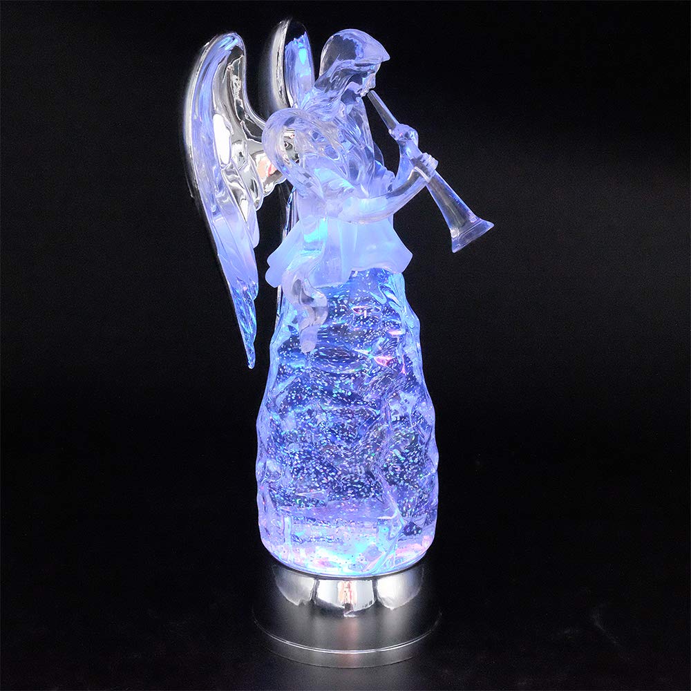 Rynx | Wondise Angel Color Changing Night Light Snow Globe With Timer, 11 Inch Battery Powered Spinning Glitter LED Angel Light For