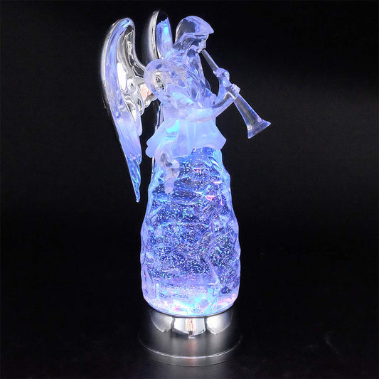 Rynx | Wondise Angel Color Changing Night Light Snow Globe With Timer, 11 Inch Battery Powered Spinning Glitter LED Angel Light For