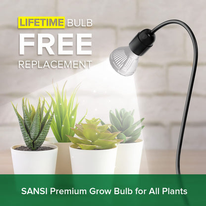 Rynx | Sansi 150W Full Spectrum Led Grow Light With Timer & Goose Neck, Free Light Bulb Replacement, Black