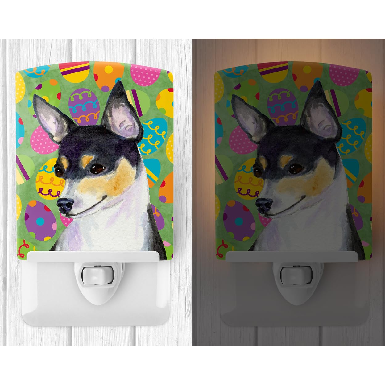 Rynx | Caroline'S Treasures Chihuahua Easter Egg Night Light, Ceramic, UL Certified, 6X4X3, Multicolored