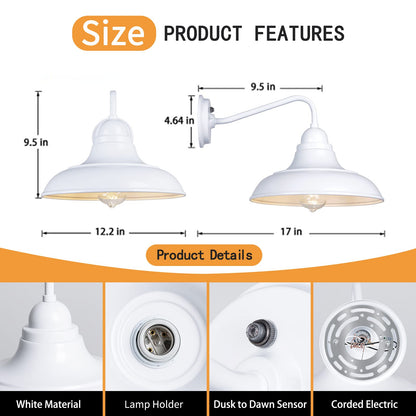 Rynx | Ptrworoa Dusk To Dawn Outdoor Wall Candle Holders, 2 Pack Farm Metal Lanterns, White