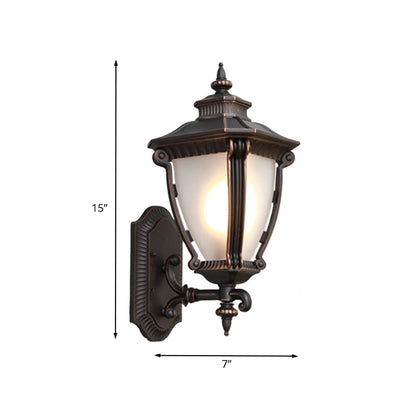 Rynx | Farmhouse urn wall lamp with 1 fixture, transparent glass wall lamp in black