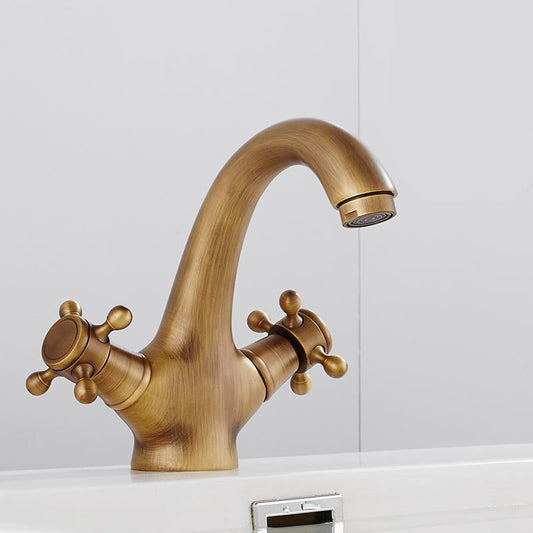 Rynx | Centered Basin Faucet Single Hole Bathroom Faucet with 2 Cross Handles