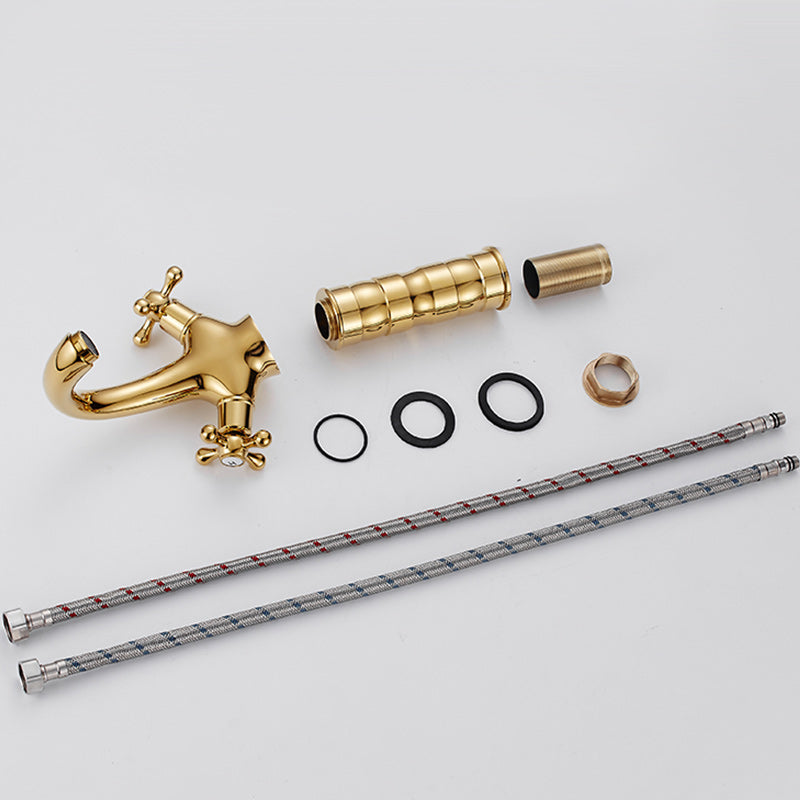 Rynx | Centered Basin Faucet Single Hole Bathroom Faucet with 2 Cross Handles