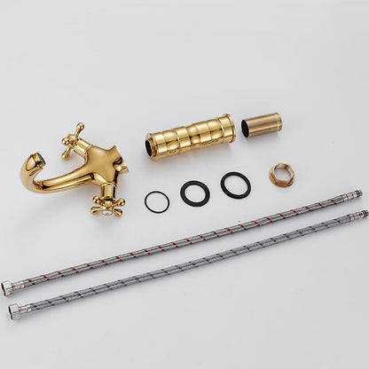 Rynx | Centered Basin Faucet Single Hole Bathroom Faucet with 2 Cross Handles