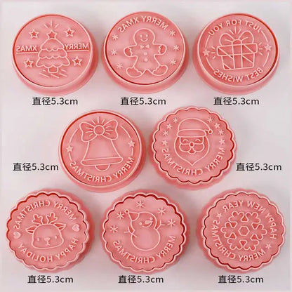 Rynx | 8 Pieces/Set DIY Cake Decoration Tools Christmas Cartoon Cookie Cutter Set Plastic Baking Molds Cookie Tools