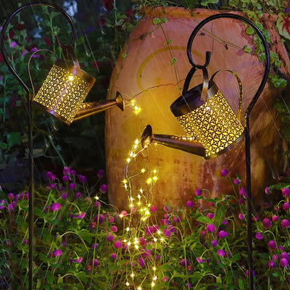 Rynx | Solar Waterfall Watering Can with Garden Lighting & Shepherd's Hook