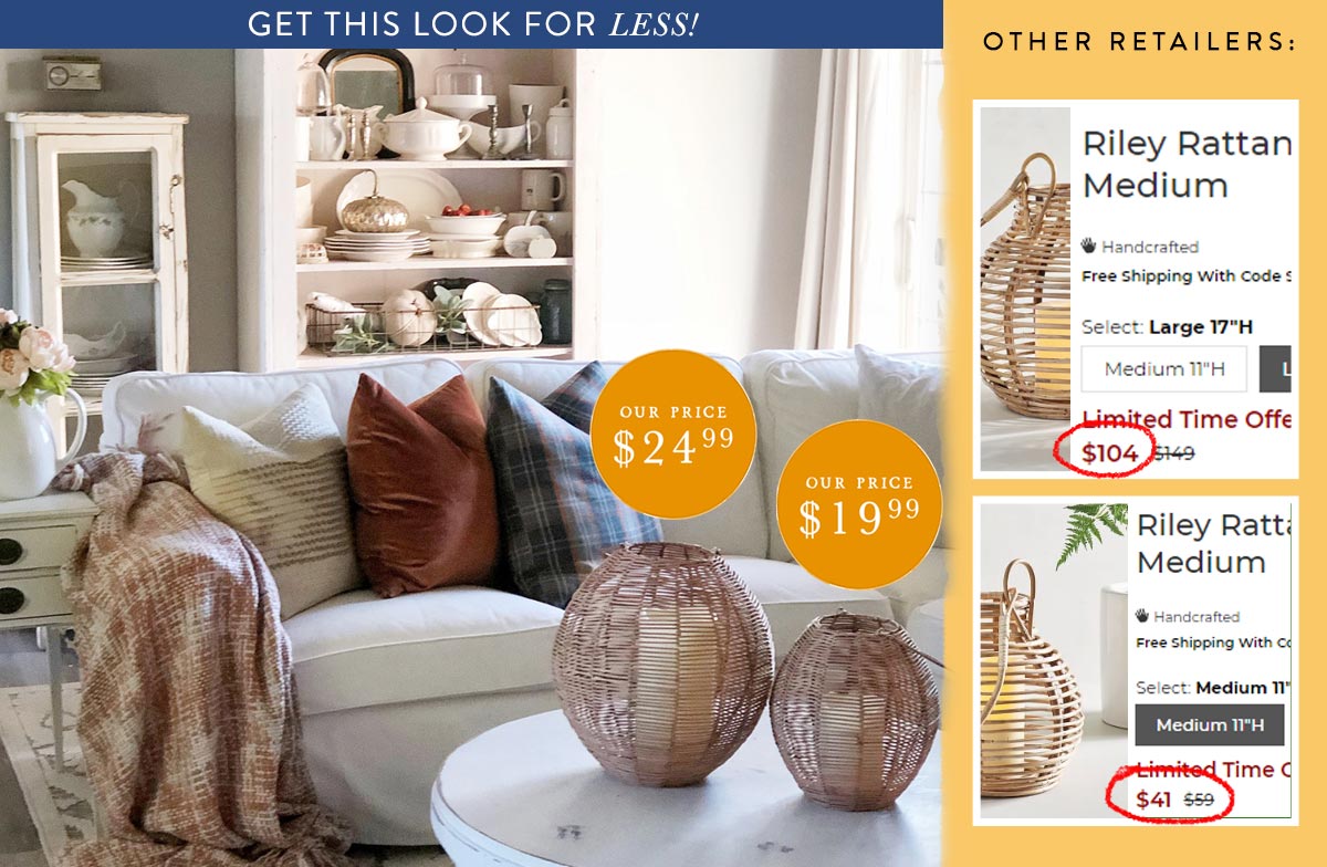 Rynx | Natural Rattan Lantern, Choose Your Size