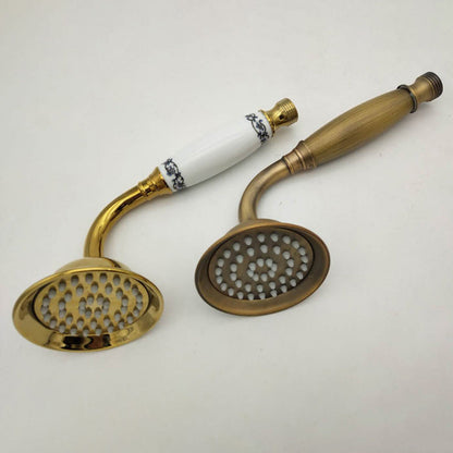 Rynx | Traditional Handheld Shower Head with Hose Polished Brass Wall Mounted Shower Head