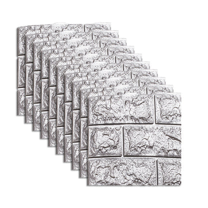 Rynx | Waterproof Wall Panel Peel and Press 3D Faux Brick Living Room PVC Wall Covering (10-Pack)