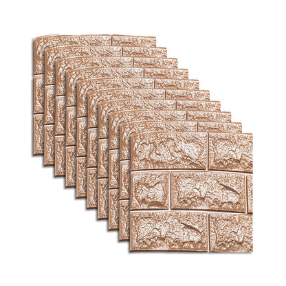 Rynx | Waterproof Wall Panel Peel and Press 3D Faux Brick Living Room PVC Wall Covering (10-Pack)