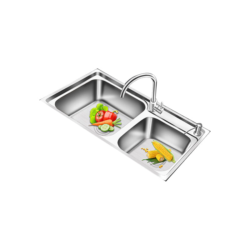 Rynx | Modern Style Kitchen Sink Stainless Steel 2 Holes Top Mount Kitchen Sink