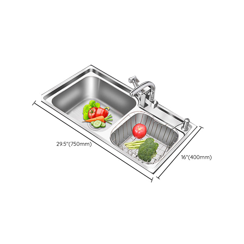 Rynx | Modern Style Kitchen Sink Stainless Steel 2 Holes Top Mount Kitchen Sink