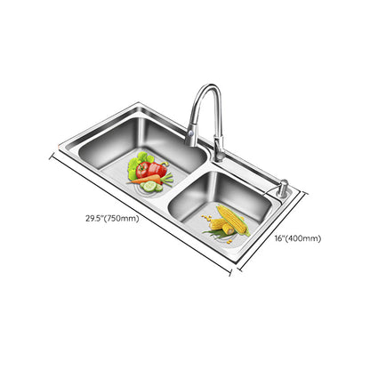 Rynx | Modern Style Kitchen Sink Stainless Steel 2 Holes Top Mount Kitchen Sink