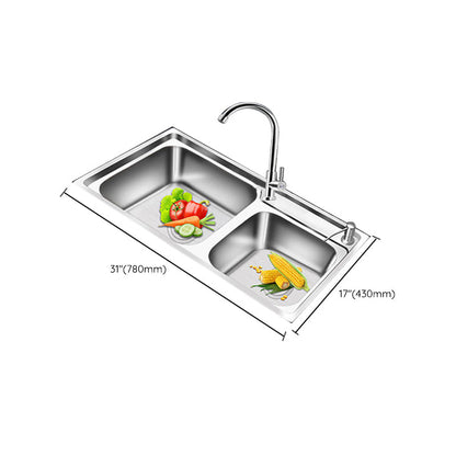 Rynx | Modern Style Kitchen Sink Stainless Steel 2 Holes Top Mount Kitchen Sink
