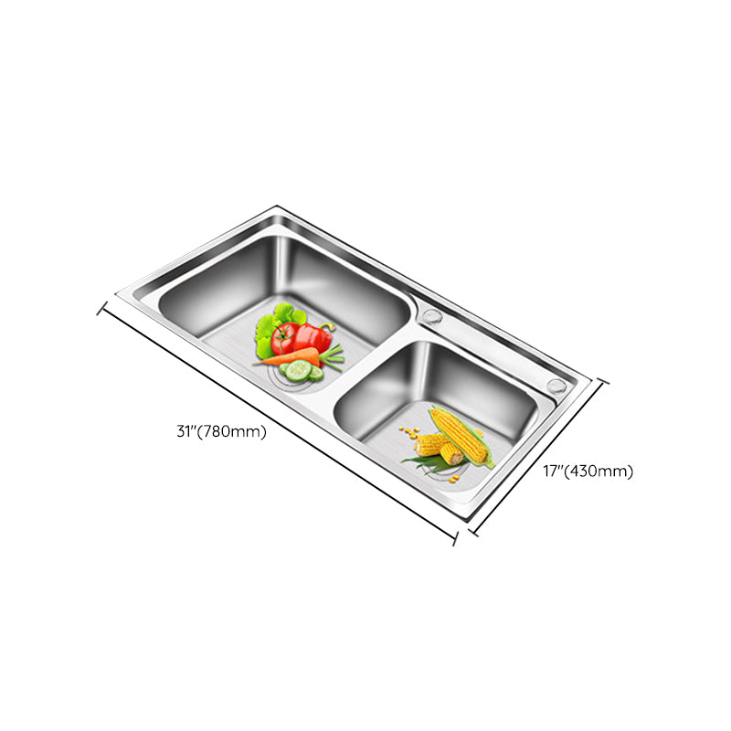Rynx | Modern Style Kitchen Sink Stainless Steel 2 Holes Top Mount Kitchen Sink