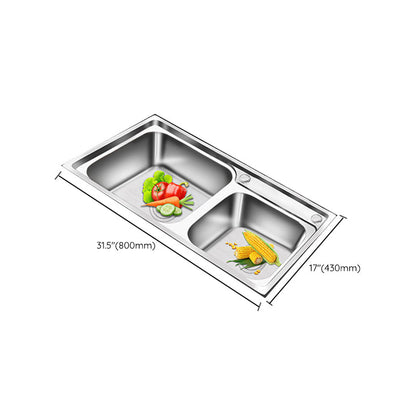 Rynx | Modern Style Kitchen Sink Stainless Steel 2 Holes Top Mount Kitchen Sink