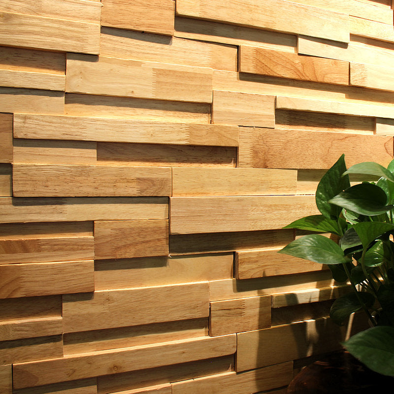 Rynx | Mosaic Wood Wall Cladding Glue Living Room Modern Style Wood Plank