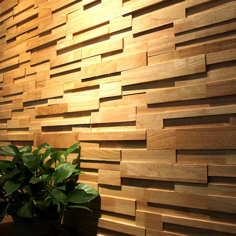 Rynx | Mosaic Wood Wall Cladding Glue Living Room Modern Style Wood Plank