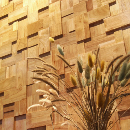 Rynx | Mosaic Wood Wall Cladding Glue Living Room Modern Style Wood Plank