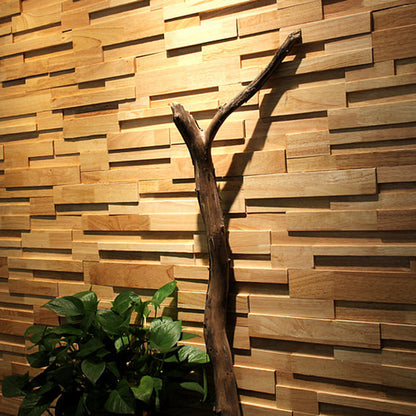 Rynx | Mosaic Wood Wall Cladding Glue Living Room Modern Style Wood Plank