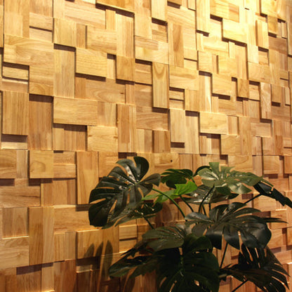 Rynx | Mosaic Wood Wall Cladding Glue Living Room Modern Style Wood Plank