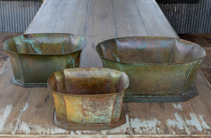 Rynx | Antique Finish Patina Flower Pots, Set of 3