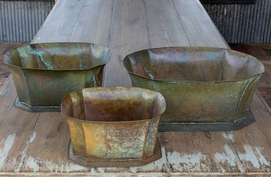 Rynx | Antique Finish Patina Flower Pots, Set of 3