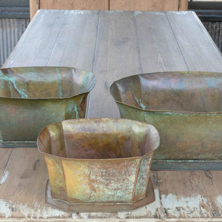 Rynx | Antique Finish Patina Flower Pots, Set of 3