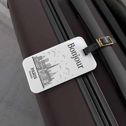Rynx | Elegant personalized acrylic luggage tags with stylish leather strap for discerning travelers
