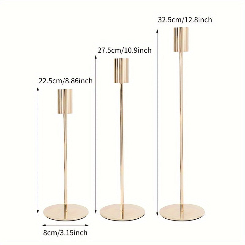 Rynx | ElegantGleam | 3-piece metal candle holder set for the table