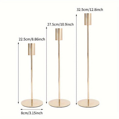 Rynx | ElegantGleam | 3-piece metal candle holder set for the table