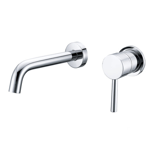 Rynx | Industrial Sink Faucet Brass Lever Handles Low Arc Wall Mounted Bathroom Faucet