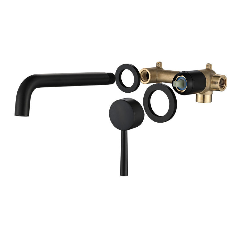 Rynx | Industrial Sink Faucet Brass Lever Handles Low Arc Wall Mounted Bathroom Faucet