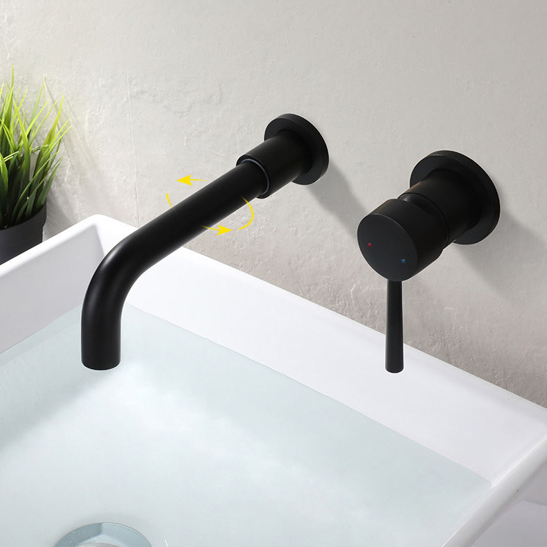 Rynx | Industrial Sink Faucet Brass Lever Handles Low Arc Wall Mounted Bathroom Faucet