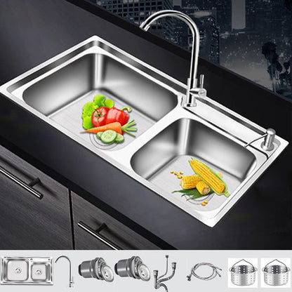 Rynx | Modern Style Kitchen Sink Stainless Steel 2 Holes Top Mount Kitchen Sink