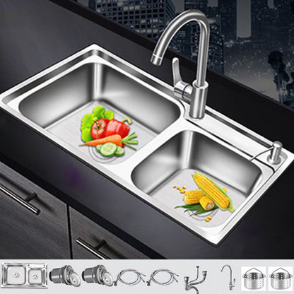 Rynx | Modern Style Kitchen Sink Stainless Steel 2 Holes Top Mount Kitchen Sink