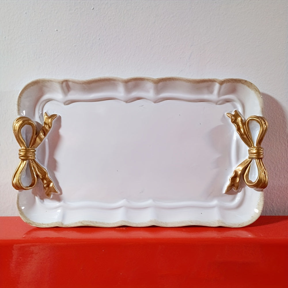 Rynx | VintageServe-Dessert Plate - Rectangular Harse Candy Bowl with Bow Button