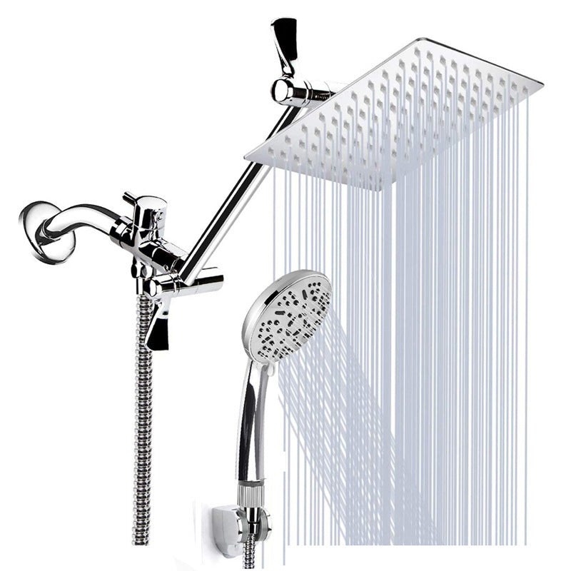 Rynx | Modern Style Dual Showerhead 9-Spray Silver Wall-Mounted Showerhead