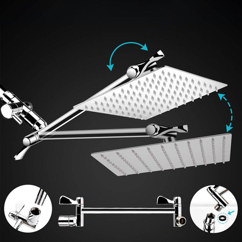 Rynx | Modern Style Dual Showerhead 9-Spray Silver Wall-Mounted Showerhead