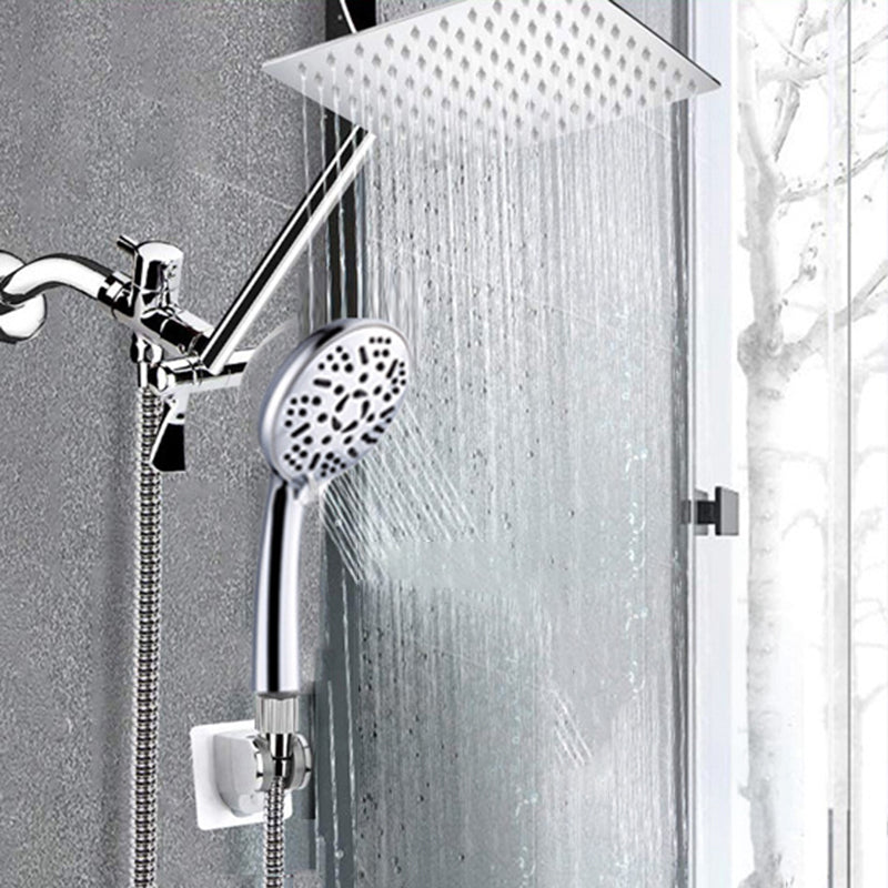 Rynx | Modern Style Dual Showerhead 9-Spray Silver Wall-Mounted Showerhead