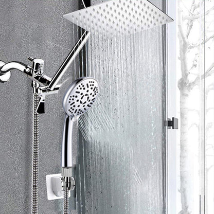 Rynx | Modern Style Dual Showerhead 9-Spray Silver Wall-Mounted Showerhead