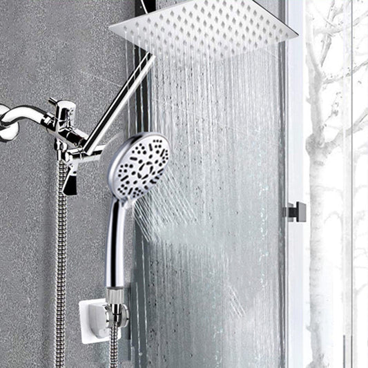 Rynx | Modern Style Dual Showerhead 9-Spray Silver Wall-Mounted Showerhead