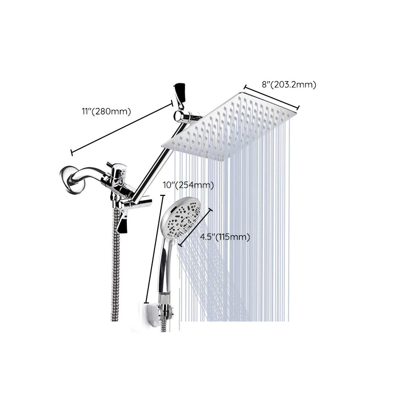 Rynx | Modern Style Dual Showerhead 9-Spray Silver Wall-Mounted Showerhead