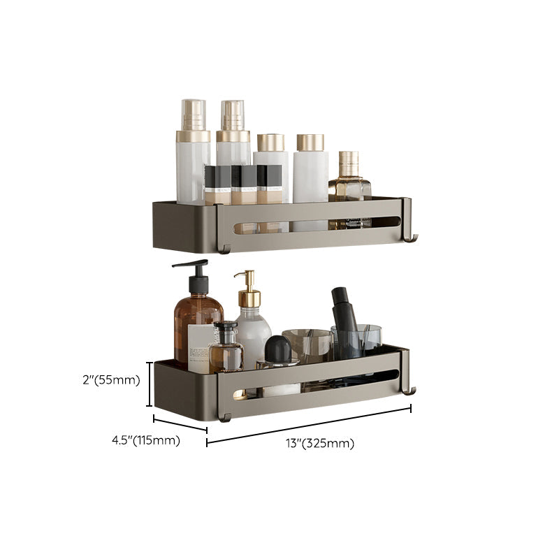 Rynx | Contemporary Aluminum Bathroom Accessory Set Grey Bath Shelf