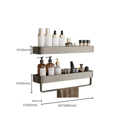 Rynx | Contemporary Aluminum Bathroom Accessory Set Grey Bath Shelf