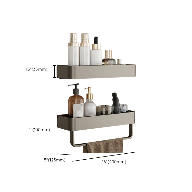 Rynx | Contemporary Aluminum Bathroom Accessory Set Grey Bath Shelf