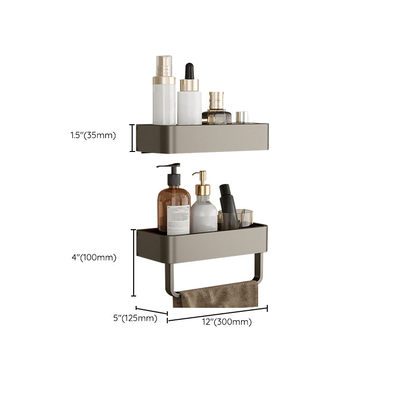 Rynx | Contemporary Aluminum Bathroom Accessory Set Grey Bath Shelf